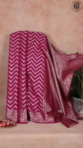 Lollipop Violet Zari Zigzag Mashru Katan Banarasi Silk Saree